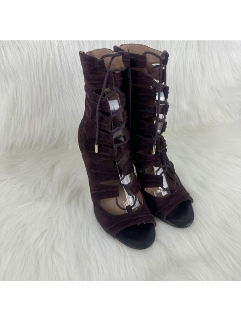 Joie Anja Open Toe Suede Lace Up Gladiator Bootie Sandals Shoes Sz EU 38 Brown - Picture 5 of 13